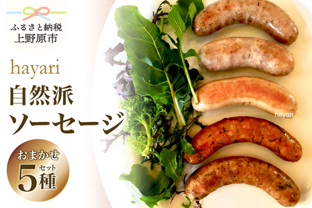 hayariの自然派ソーセージおまかせ５種セット　ソーセージ 食べ比べ 無添加 詰合せ 人気 創作ソーセージ 自然派ソーセージ こだわり サルシッチャ 世界のソーセージ ５種 詰め合わせ hayari 加工肉 15000円以内 オリジナル 素材 贈答 贈り物 ギフト お取り寄せ 送料無料 山梨県 上野原市