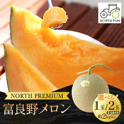 【ふるさと納税】【2027年発送先行予約】富良野メロン『NORTH PREMIUM』 1玉約2kg以上　1玉/2玉_ メロン めろん 富良野メロン 赤肉 赤肉メロン 北海道 富良野産 果物 くだもの フルーツ デザート 甘い 国産 産直 産地直送 贈答 ギフト プレゼント 送料無料 【G1417976】