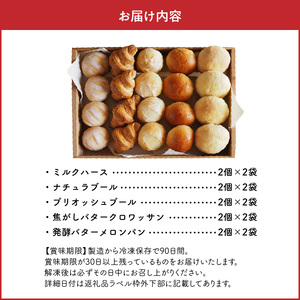 無添加冷凍パンセット〈リッチ〉 無添加 冷凍パン セット 5種 24個入 リッチ 急速冷凍 焼きたて パン 長期保存 国産小麦 ミルクハース ナチュラブール ブリオッシュブール クロワッサン メロンパ