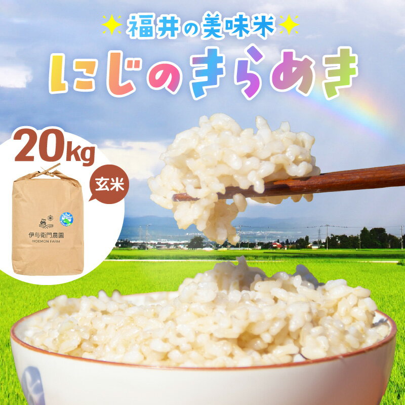 【ふるさと納税】令和7年産 福井の美味米 にじのきらめき 玄米 20kg（5kg × 4袋） / 大容量 鮮度抜群 20キロ 福井県あわら産 玄米 お米