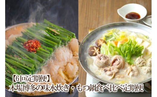 【6回定期便】本場博多の味水炊き・もつ鍋食べ比べ定期便【034-0070】