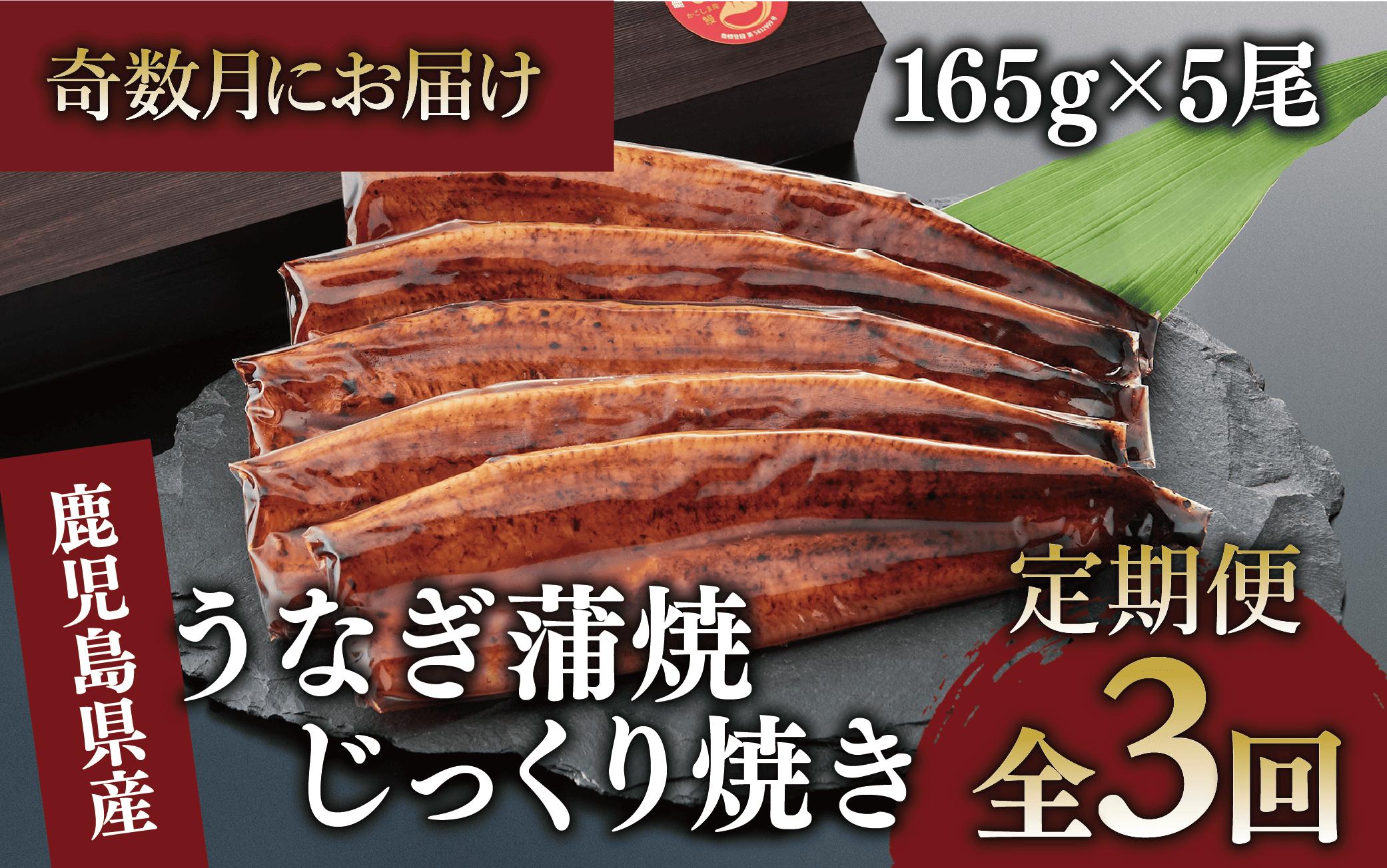 
            【全３回定期便・奇数月お届け】鹿児島県産うなぎ蒲焼じっくり焼き約165g×5尾(大新/Z100-1697) 鰻 蒲焼 国産 丑の日 うな重 無頭 ギフト ふっくら 小分け レンジ 簡単 頒布会 小分け うな丼 ウナギ 冷凍
          