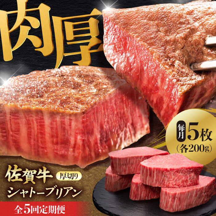 【ふるさと納税】【全5回定期便】 佐賀牛ヒレシャトーブリアン　ステーキ　200g×5枚 吉野ヶ里町/久田精肉店[FDN011]