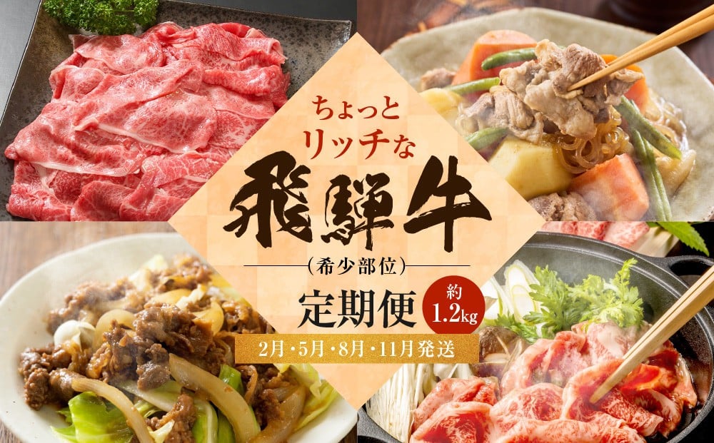 
            ちょっとリッチな飛騨牛（希少部位） 【2月・5月・8月・11月発送】定期便 4回 | みすじ ウデ すき焼き しゃぶしゃぶ  希少部位 和牛 国産牛 冷凍 飛騨高山 飛騨牛のこもり FC109
          