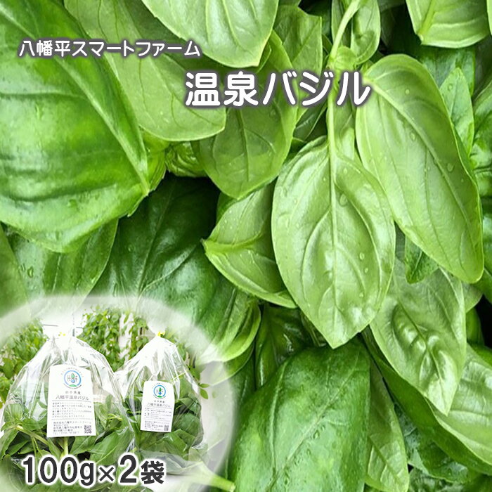 【ふるさと納税】岩手県産 新鮮 バジル 八幡平市産 温泉バジル 100g×2袋 ／ 生バジル 薬味 ハーブ 料理 ソース ピザ ピッツァ 調理 パスタ イタリアン 100グラム 二袋 総量 200g 200グラム 家庭用 自宅用 産地直送 おすすめ 岩手県 八幡平市 送料無料 スマートファーム