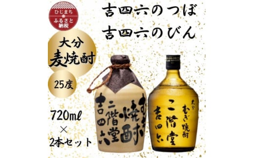 大分むぎ焼酎　二階堂吉四六つぼと吉四六瓶25度(720ml)2本セット【1455121】