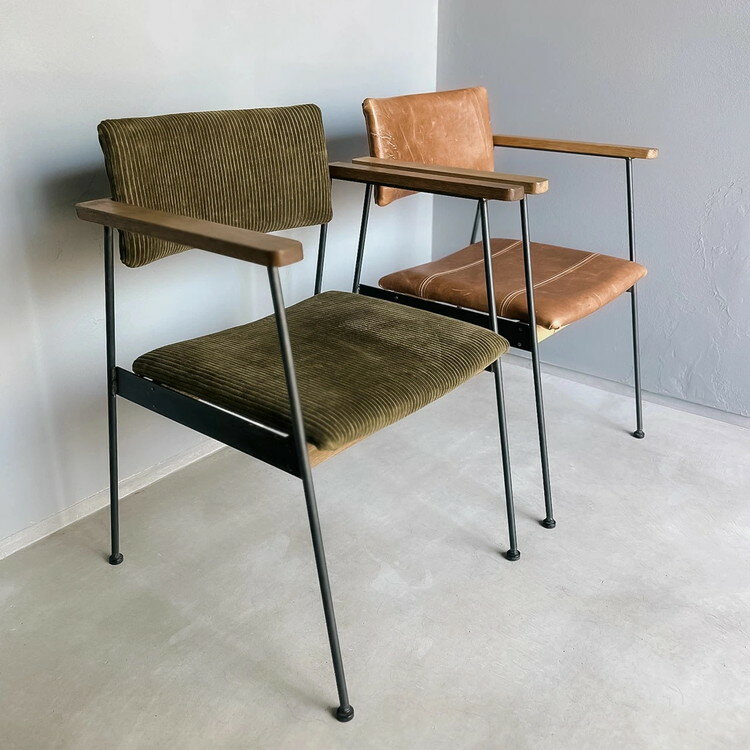 【ふるさと納税】【選べる素材・カラー】ダイニングチェアー　B-ARM CHAIR（帆布／レザー） ※北海道・沖縄・離島への配送不可