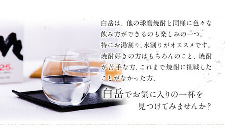 米焼酎 白岳パック 25度 1800ml×2本 焼酎