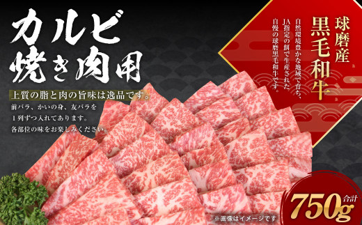 
球磨産 黒毛和牛 カルビ 焼き肉用 750g
