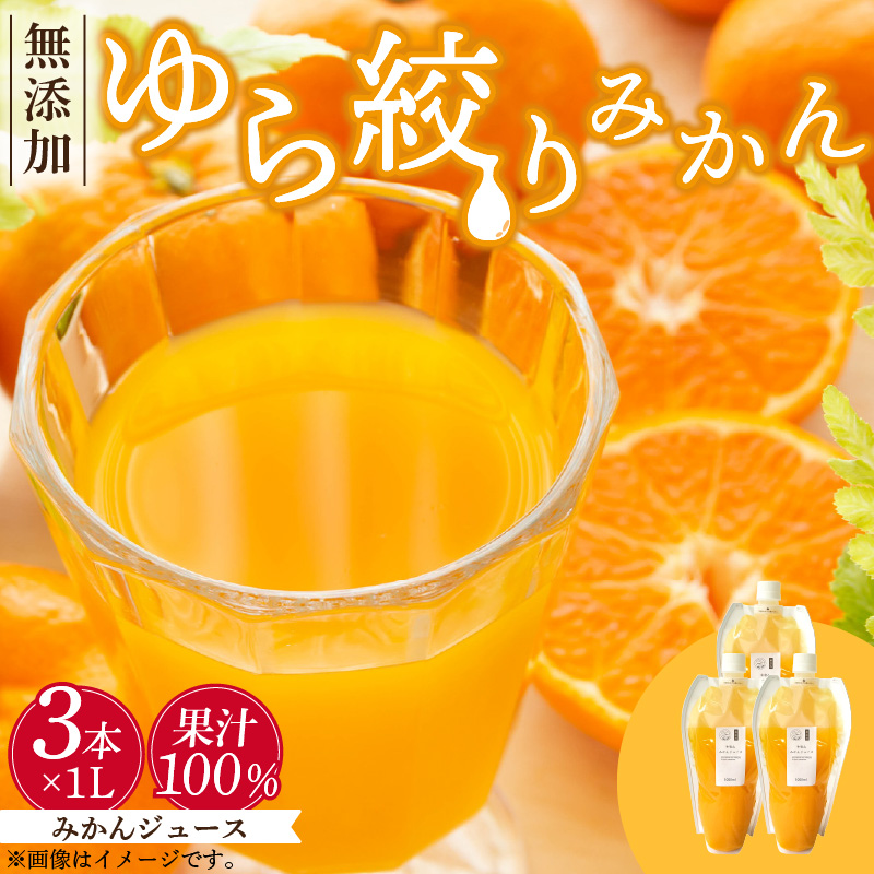 みかんジュース 1L×3本「ゆら絞りみかん 無添加」_DG6006n