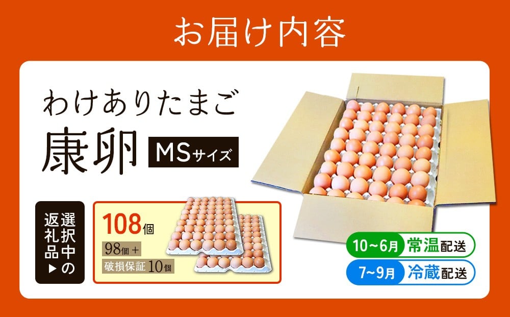わけあり 康卵 MSサイズ 計108個