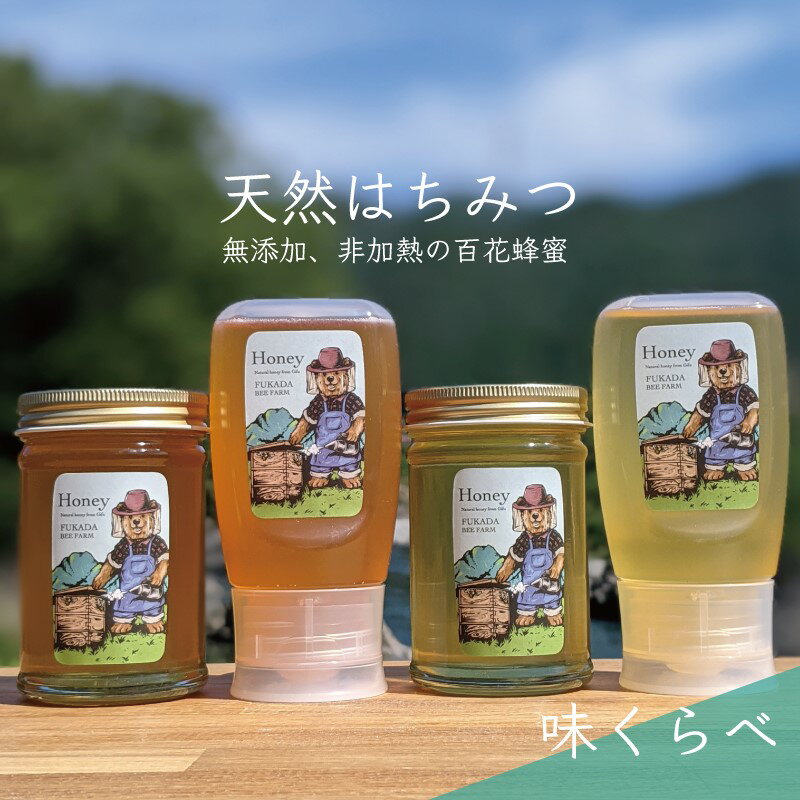 【ふるさと納税】【先行予約 2025年6月20日より発送】合計1060g 天然蜂蜜 国産蜂蜜 非加熱 生はちみつ 岐阜県 美濃市産 味比べセット (蜂蜜230g入りガラス瓶各2本、蜂蜜300g入りピタッとボトル各2本)C7 深田養蜂のハチミツ
