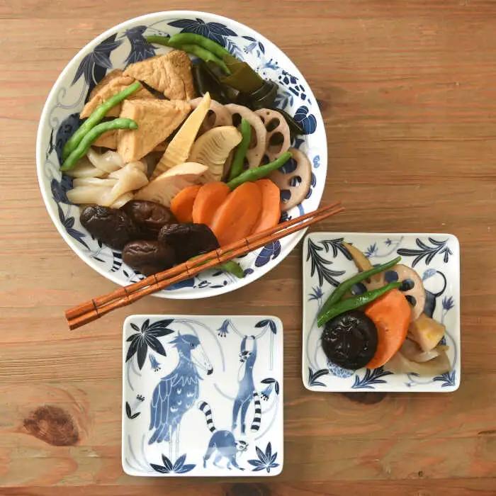 【波佐見焼】染付古波佐見 正角皿S 5柄セット 食器 皿 角皿 【natural69】 [QA110] 波佐見焼