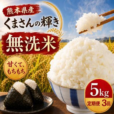 ふるさと納税 和水町 【毎月定期便】熊本県産 くまさんの輝き 無洗米 5kg全3回
