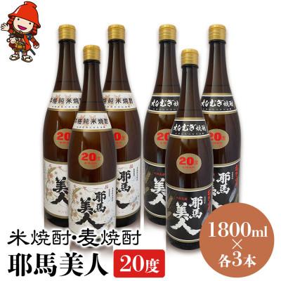 ふるさと納税 中津市 米焼酎・麦焼酎　耶馬美人20度　各1,800ml×3本
