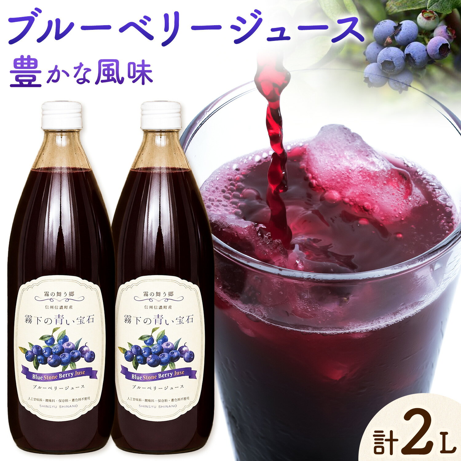 【ふるさと納税】ジュース ブルーベリー ブルーベリージュース 1L×2本セット 農事組合法人 ファミリーファームしなの《30営業日以内に出荷予定(土日祝を除く)》長野県 信濃町 果物 フルーツ ジュース お取り寄せ