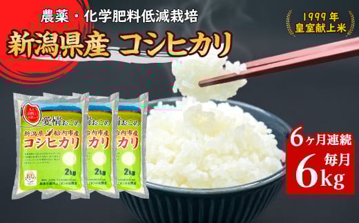 
                  16-K66【6ヶ月連続お届け】新潟県胎内市産ちょっと贅沢なコシヒカリ6kg（2kg×3袋）
                