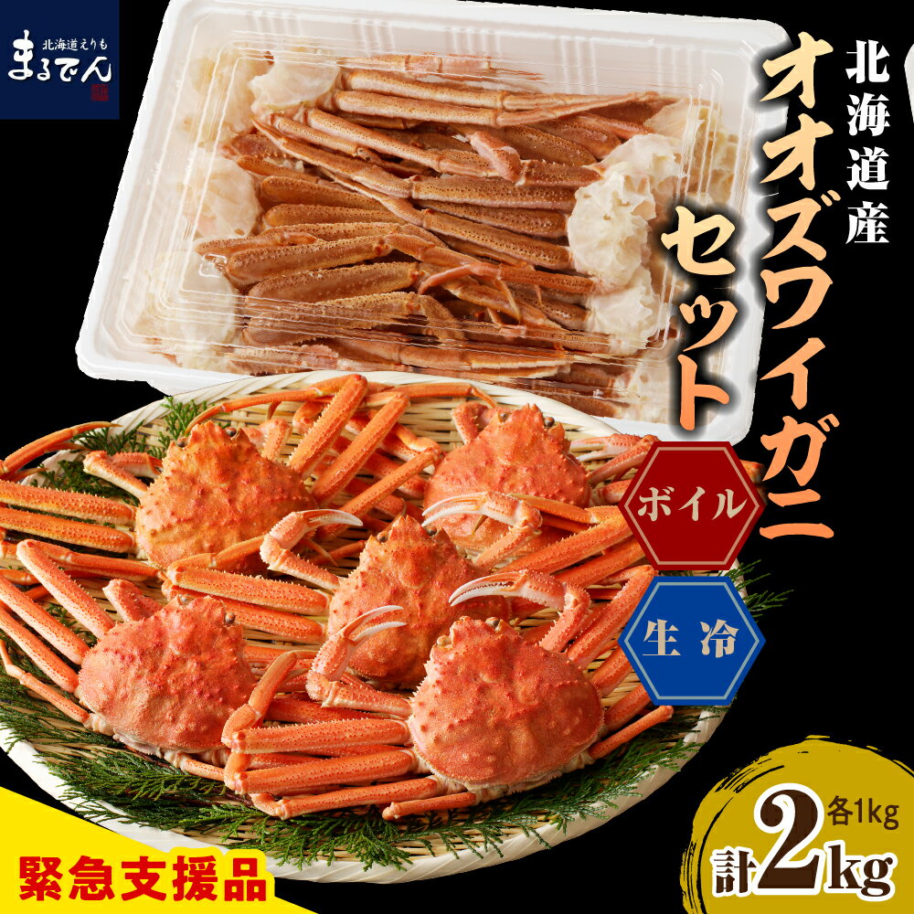 【ふるさと納税】 オオズワイガニセット 2kg ( 生冷1kg / ボイル 1kg )/ おおずわいがに おおズワイガニ 大ズワイ 大ズワイガニ オオズワイガニ ズワイガニ ズワイ かに カニ 蟹 魚介 海鮮 海産物 人気 送料無料 国産 道産 北海道産 北海道 えりも町