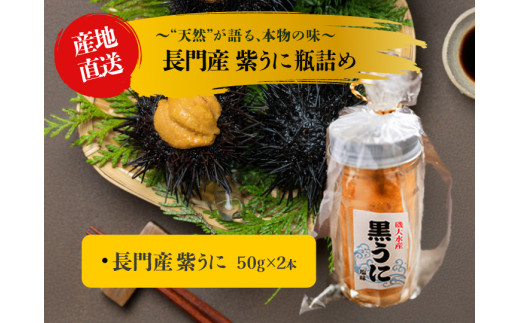 紫うに 瓶詰め 50g 2本 山口県 長門市産 地物 国産 冷凍