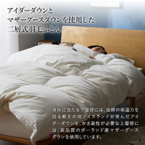 【甲州羽毛本掛けふとん】銀の糸×アイダーダウン95%二層本掛け (シングル / アイボリー) お任せカバー付き 布団 回収キット付き
