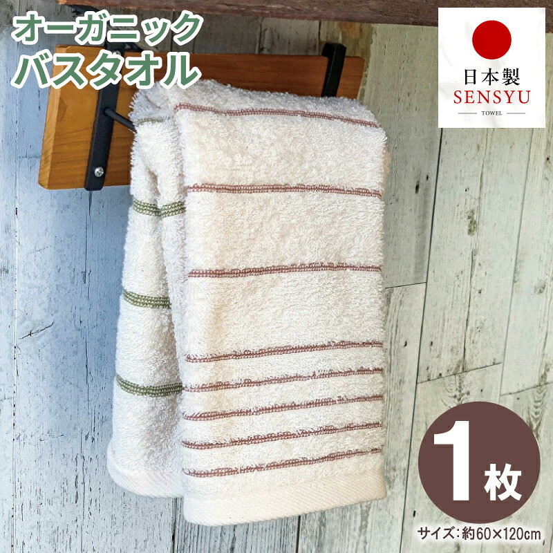 【ふるさと納税】オーガニック バスタオル 1枚 日本製 国産 綿100％ 泉州タオル パイル 吸水 速乾 シンプル 日用品 家族 普段使い 無漂白 軽量 収納 柔らかい ふんわり 洗面所 風呂上がり バス用品 大阪府 泉佐野市 送料無料