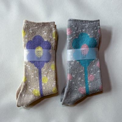 ふるさと納税 桐生市 【ezu】flower jacquard socks / グレー◆靴下◆おしゃれ◆立体感 |  | 01