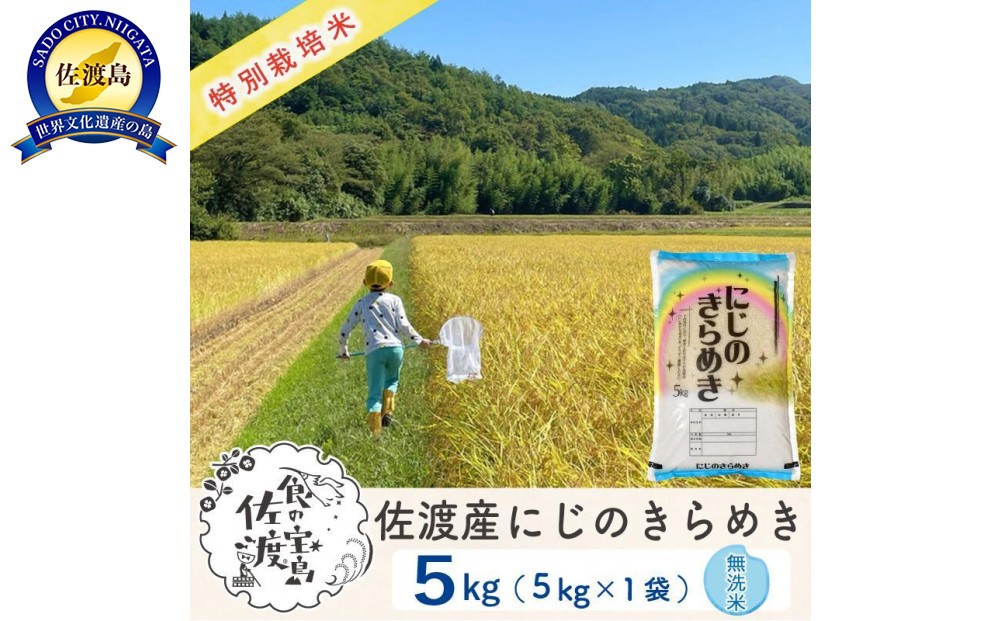 佐渡島産にじのきらめき 無洗米5kg 令和7年 特別栽培米 農家直送195962-0423