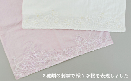 さくら咲く刺繍ストール ホワイト |五泉市 ストール