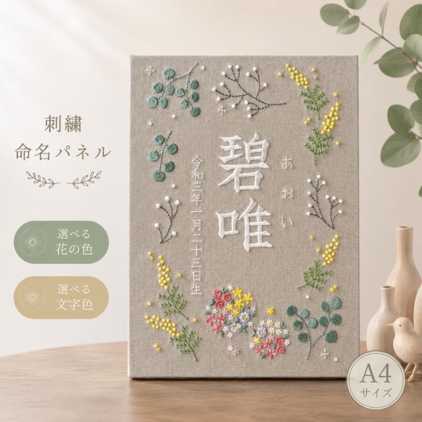 【ふるさと納税】刺繍命名パネル、ボード【選べる オリジナル 】| 刺繍命名 オーダーメイド 名入れ可能 選べるデザイン インテリア 家族記念品 出産祝い 北欧風 ふるさと 納税 栃木県 那珂川町