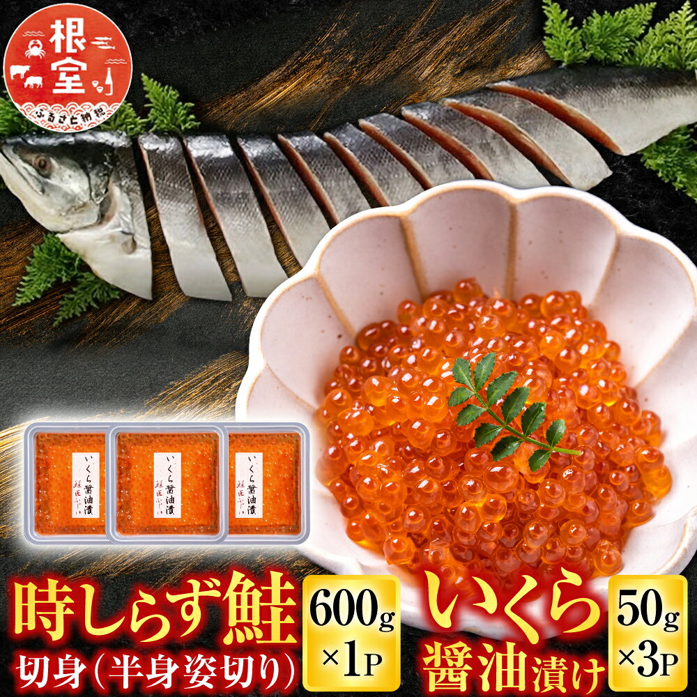 【ふるさと納税】 時しらず鮭 600g × 1P ・いくら醤油漬け 50g × 3P 鮭 さけ サケ しゃけ シャケ 魚 さかな サカナ 沖どれザケ 沖どれざけ 春ザケ 春ざけ 春鮭 時不知 時鮭 ときしらず イクラ 醤油 魚卵 鮭卵 C-42094