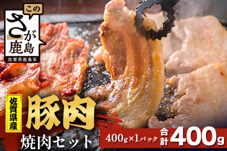 【配送月指定対応可】佐賀県産 豚肉 焼肉セット 400g A-221 お肉 豚 肉 焼き肉 やきにく ロース バラ スライス