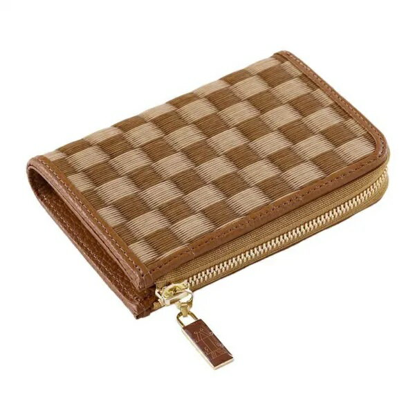 【ふるさと納税】L字ファスナー財布 鶴・茶 ／ 織田畳店 葵 Aoi ハンドメイド 二つ折り 財布 畳 セキスイ樹脂製表 本革 奈良県 田原本町