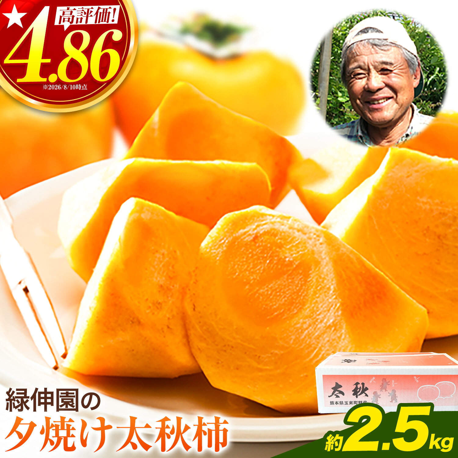 【先行予約】【ふるさと納税】『緑伸園』の大玉 夕焼け太秋柿 約2.5kg 4-7玉前後 予約受付中 フルーツ 秋 旬　柿 ★大きく綺麗な秋の夕日のような色と形★《11月上旬-12上旬頃出荷》