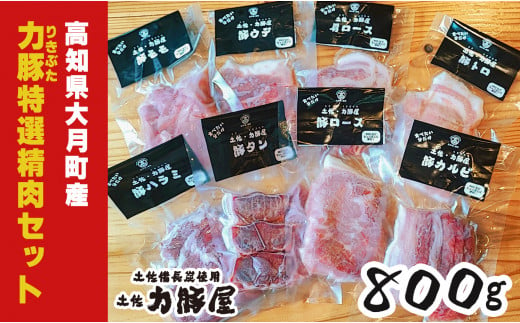 
高知県大月町産 力豚 特選精肉セット　8種×100g
