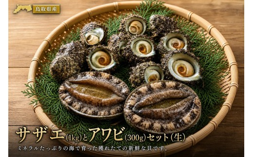 OM-09　サザエ（1kg）とアワビ（300ｇ）セット（生）