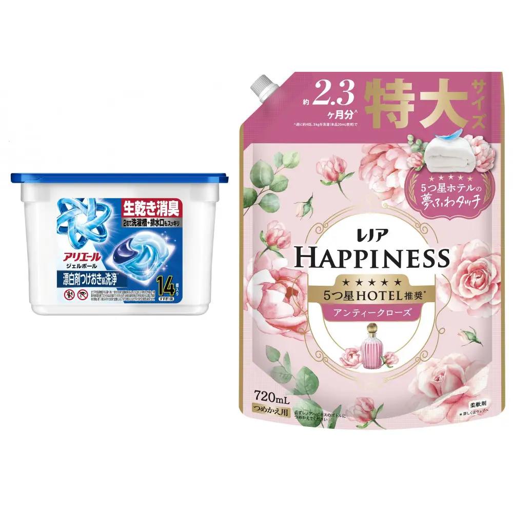 アリエール ジェルボール プロ 本体14個 & レノアハピネス アンティークローズ つめかえ用720mL