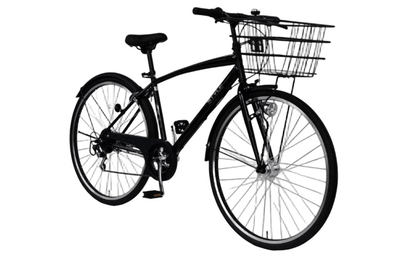 STYLE KIX  カゴ付きクロスバイク276 ブラック【27型 自転車 完成品 組み立て不要 アウトドア サイクリング じてんしゃ 通勤 通学 新生活】 099X342