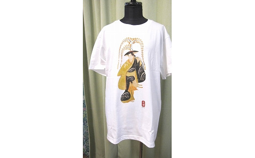 江戸時代の大津絵「藤娘」をプリントしたＴシャツ（Mサイズ）
