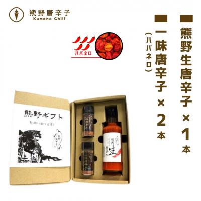 ふるさと納税 熊野市 【テレビで紹介されました】熊野唐辛子ギフト7(一味唐辛子(ハバネロ)2本+生唐辛子)