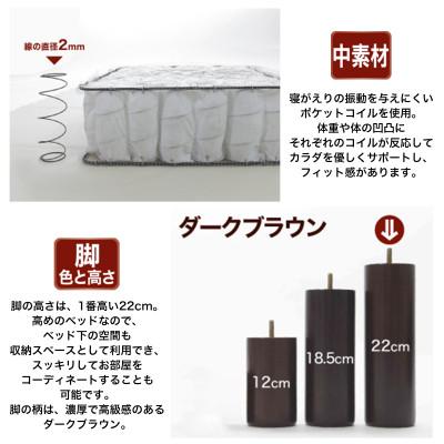ふるさと納税 足利市 ザ・ベッド ダブル ライトブラウン 140×195cm B脚22cm 脚付きマットレス |  | 01