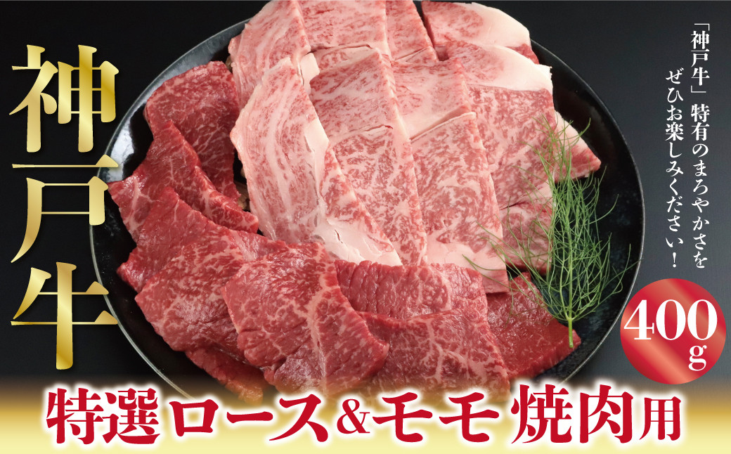 
            神戸牛 特選ロース＆モモ 焼肉用 400g A4ランク以上 もも モモ 赤身 神戸牛 但馬牛 国産 和牛 黒毛和牛 焼肉
          