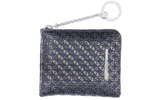 甲州印伝 印傳屋上原勇七 別注ミニウォレット （紺×黒）