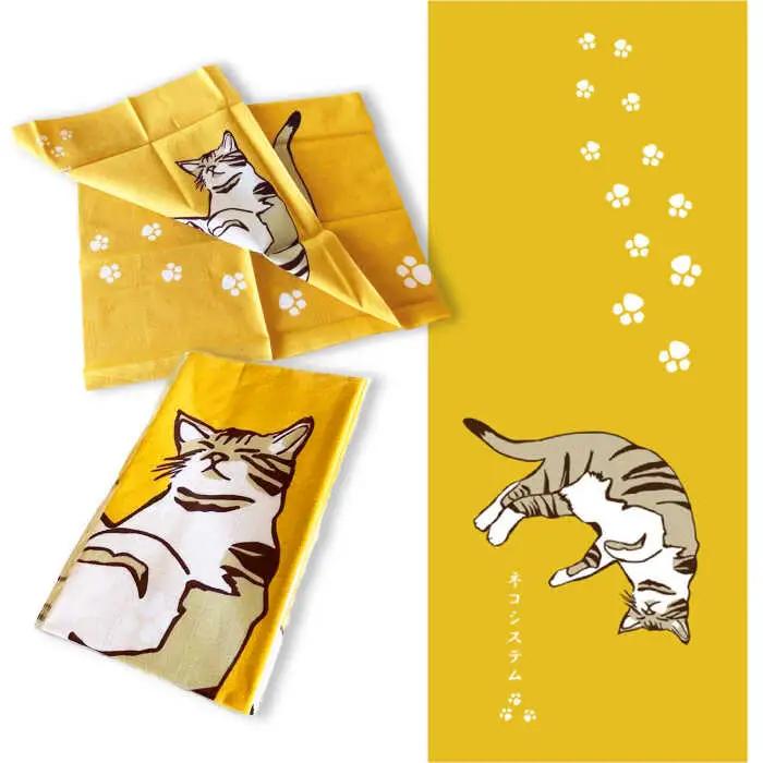 【猫グッズ】ネコのかわいい手ぬぐい ２点セット[AOBX003] ねこ