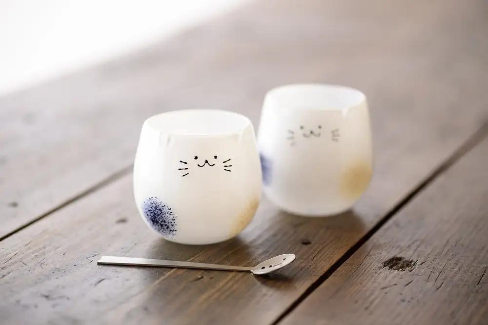 三毛猫グラス　《小：1個》 |ねこ 猫