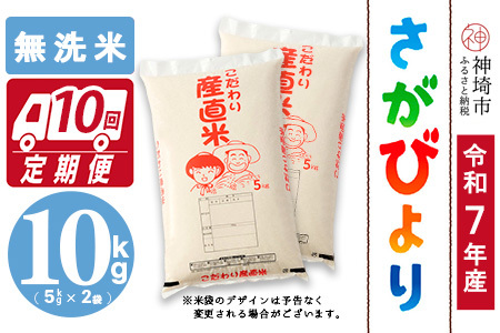 【令和7年産】さがびより 無洗米 5kg×2【10ヶ月定期便】農園(H061977)