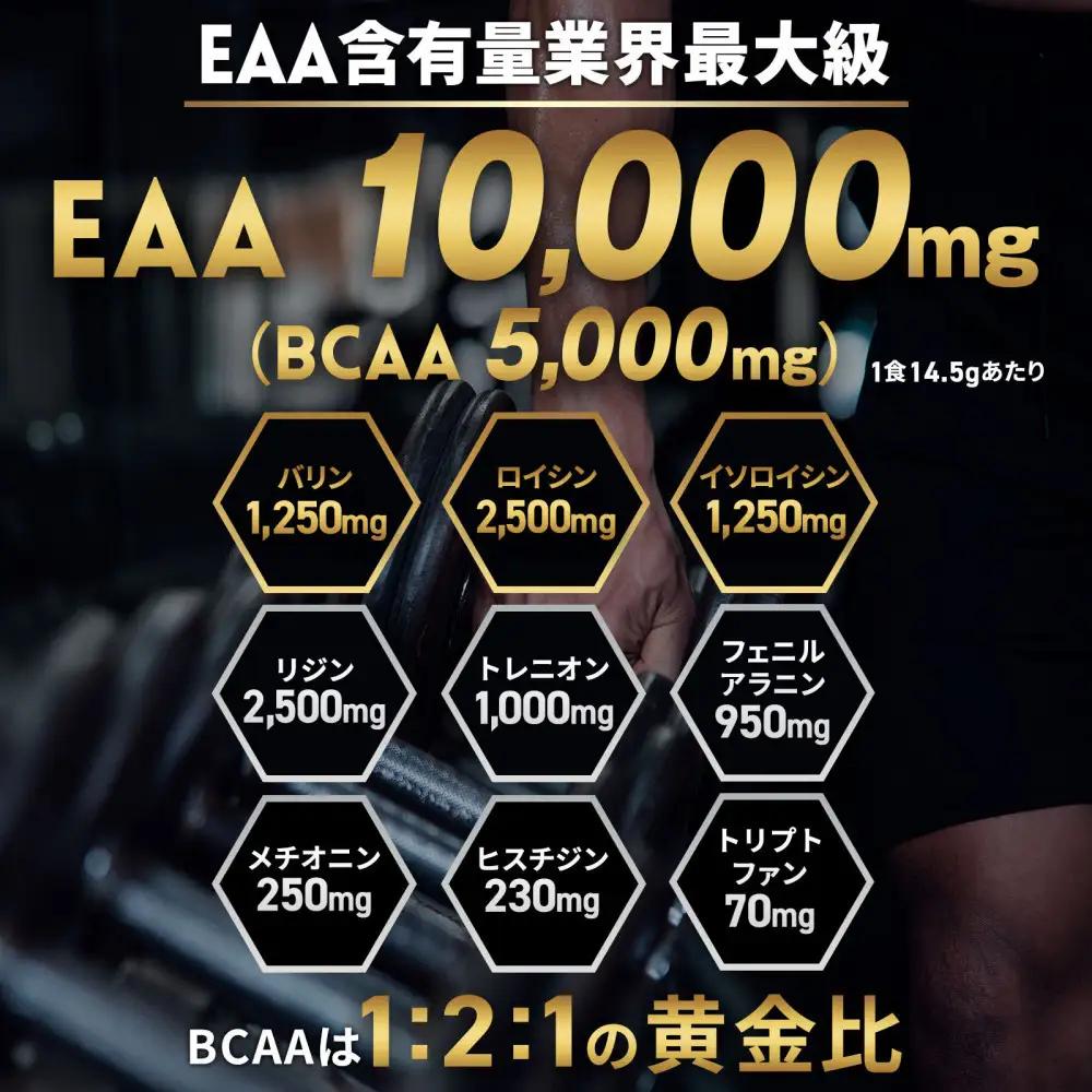 ハルクファクター EAA 白ぶどう風味 人工甘味料不使用 520g BCAA 国産 サプリメント