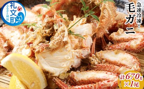 北海道産 急速冷凍 ボイル 毛ガニ 約670g×1尾［株式会社やまじょう］【 かに カニ 蟹 毛蟹 毛ガニ 姿 急速冷凍 ボイル 蟹味噌 かにみそ 海鮮 北海道 お祝い 贈答 ギフト 】