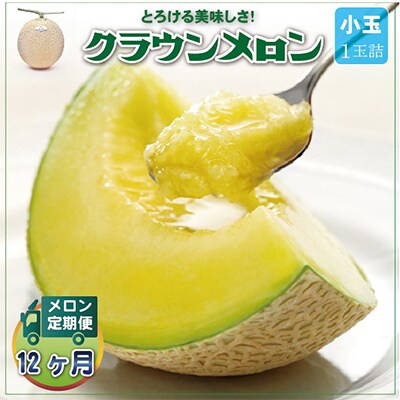 【毎月定期便】クラウンメロン 白等級 小玉1玉 静岡県産 高級 マスクメロン【1年中お届け】全12回【配送不可地域：離島・北海道・沖縄県】