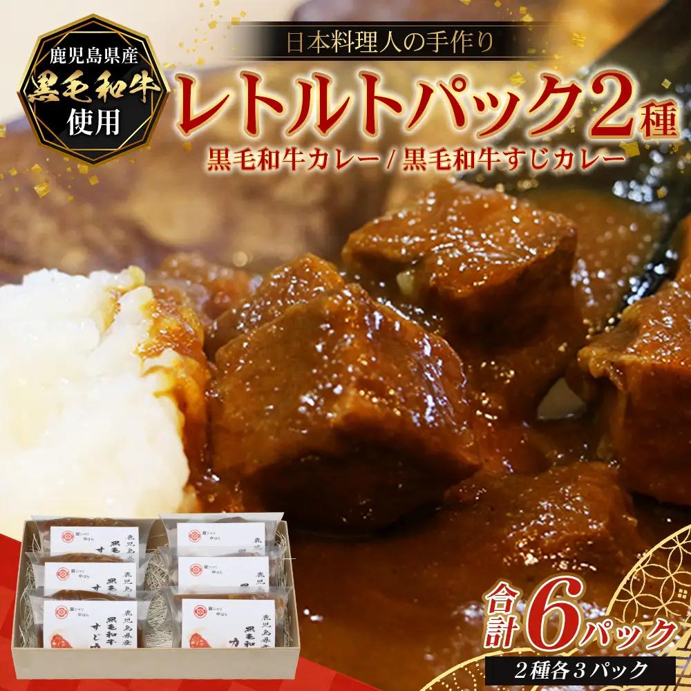 ［2種類］＼日本料理人の手作り／ 鹿児島県産 黒毛和牛レトルトパック 2種セット ≪合計6パック≫ カレー（240g×3パック）/すじカレー（240g×3パック） GN-7｜鹿児島県 南大隅町 あたた