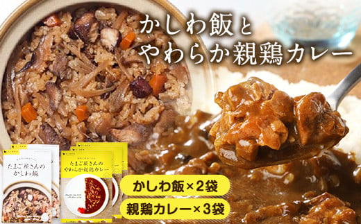 たまご屋さんのかしわ飯とやわらか親鶏カレー 計5袋 300g×5袋 野上養鶏場 《60日以内に出荷予定(土日祝除く)》味宝卵 ー---skr_ngmksca_60d_22_12000_1500g---